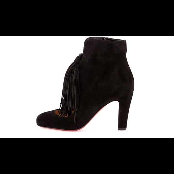 NWT LOUBOUTIN SUEDE TASSEL FRINGE BOOTS/ Booties. - Picture 7 of 8